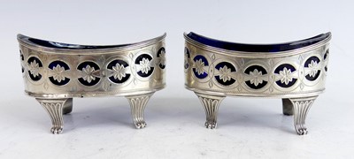 Lot 2111 - A pair of George III silver table salts, each...