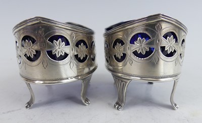 Lot 2111 - A pair of George III silver table salts, each...