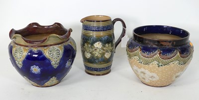 Lot 93 - A Royal Doulton stoneware jug, tube-line...