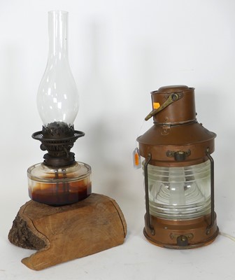 Lot 95 - An early 20th century copper ship's lantern,...