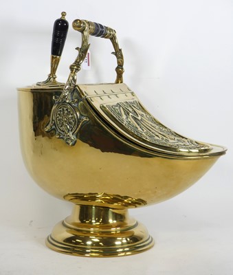 Lot 110 - A 19th century brass coal scuttle by Benham &...