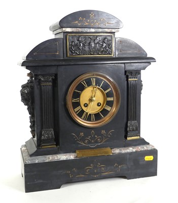 Lot 129 - A late 19th century black slate and marble...