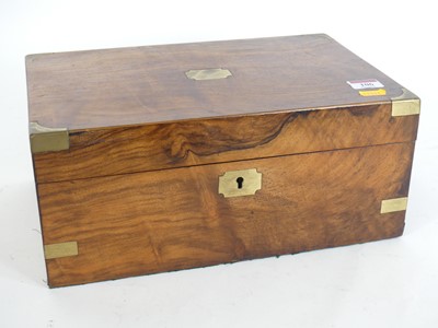 Lot 106 - A Victorian walnut brass mounted writing slope,...
