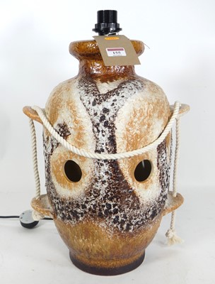 Lot 155 - A West German pottery table lamp, having a...