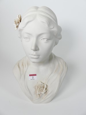 Lot 2 - A parian head & shoulders bust of a lady, h.33cm