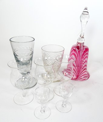 Lot 23 - A collection of glass, to include a Nailsea...