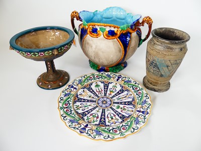 Lot 29 - An Amphora pottery comport, decorated in the...