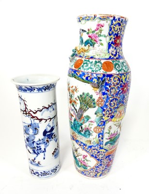 Lot 30 - A Chinese Canton porcelain vase, enamel...