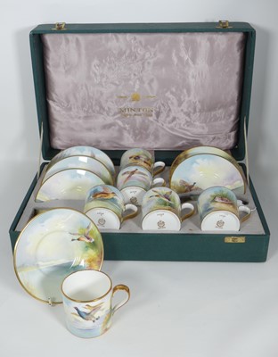 Lot 182 - A Minton Gamebirds series coffee set, six...
