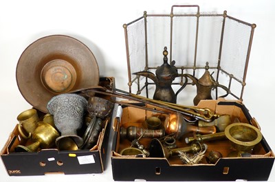 Lot 65 - A collection of metalware to include an Indian...