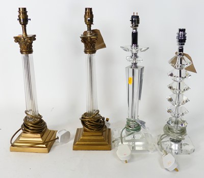 Lot 66 - A pair of contemporary brass mounted glass...