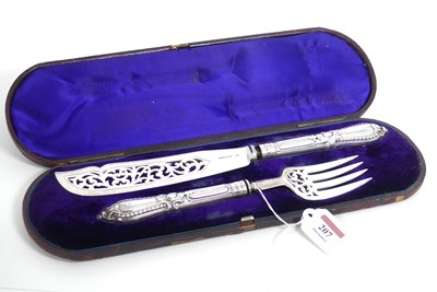 Lot 207 - A pair of Victorian fish servers, the blade...