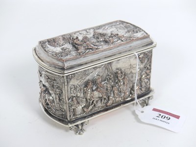 Lot 209 - A silver plated casket, finely cast in relief...