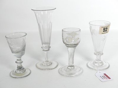 Lot 212 - A 19th century ale glass, the trumpet bowl...