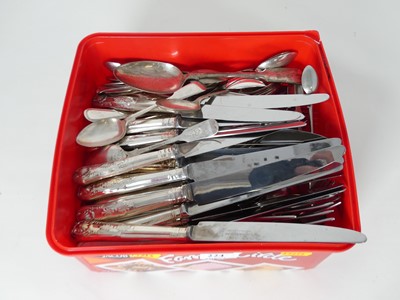 Lot 224 - A collection of silver plated flatware,...