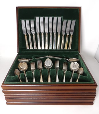Lot 229 - A silver plated canteen of cutlery, six-place...