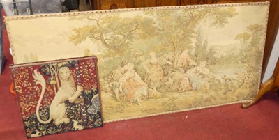 Lot 1102 - A continental needlework figural landscape...