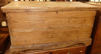 Lot 1250 - A rustic provincial pine hinge top tool chest,...