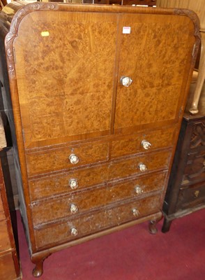 Lot 1252 - A 1930s figured walnut and crossbanded...