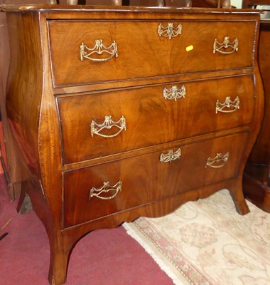 Lot 1260 - A 19th century continental walnut three-drawer...