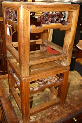 Lot 1261 - A pair of Oriental elm square low occasional...
