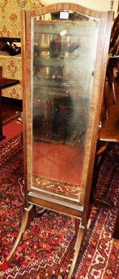 Lot 1270 - A circa 1900 mahogany cheval mirror, width 40.5cm