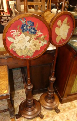 Lot 1225 - A near-pair of mid-Victorian mahogany pole...