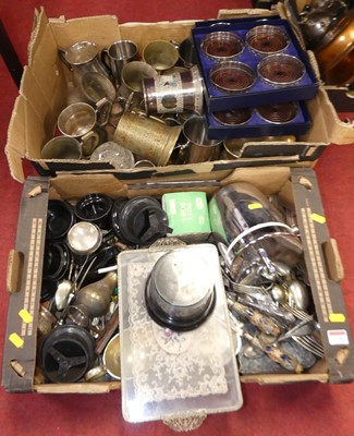 Lot 235 - A collection of silver plated and metal wares,...