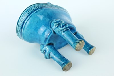 Lot 77 - A pair of Chinese turquoise-glazed ritual wine...