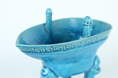 Lot 77 - A pair of Chinese turquoise-glazed ritual wine...