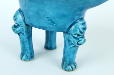Lot 77 - A pair of Chinese turquoise-glazed ritual wine...