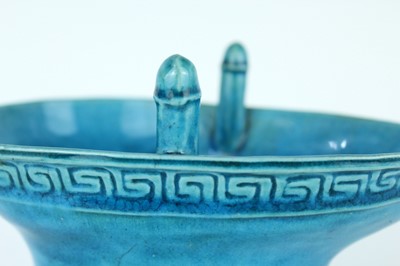 Lot 77 - A pair of Chinese turquoise-glazed ritual wine...