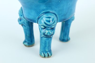 Lot 77 - A pair of Chinese turquoise-glazed ritual wine...