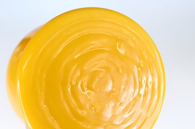 Lot 92 - A pair of Chinese yellow Peking glass jars...