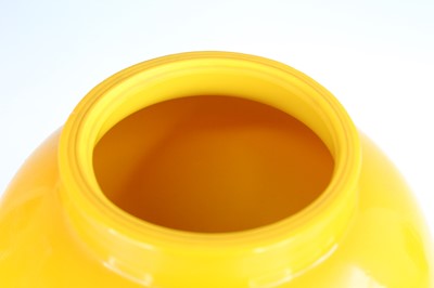 Lot 92 - A pair of Chinese yellow Peking glass jars...