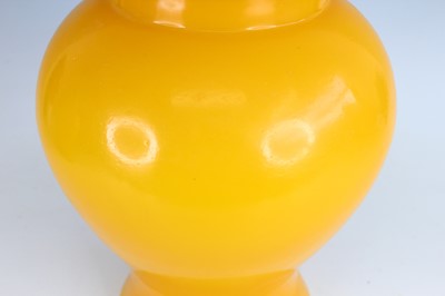 Lot 92 - A pair of Chinese yellow Peking glass jars...