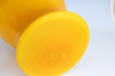 Lot 92 - A pair of Chinese yellow Peking glass jars...