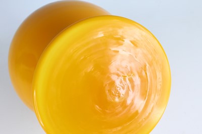 Lot 92 - A pair of Chinese yellow Peking glass jars...