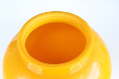 Lot 92 - A pair of Chinese yellow Peking glass jars...