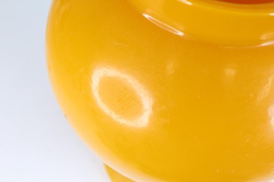 Lot 92 - A pair of Chinese yellow Peking glass jars...