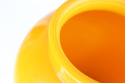 Lot 92 - A pair of Chinese yellow Peking glass jars...