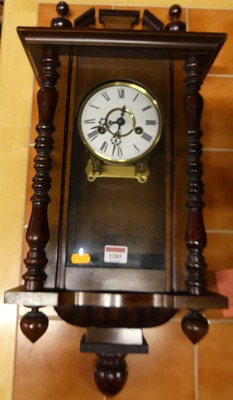 Lot 1285 - A walnut & beech drop trunk wall clock, with...