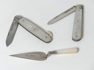 Lot 252 - A George V fruit knife, having mother of pearl...