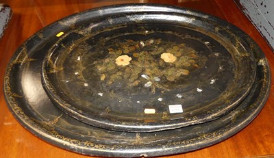 Lot 1293 - Two Victorian papier mache floral decorated...