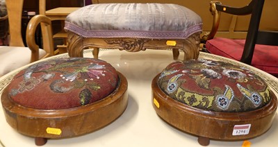 Lot 1294 - A pair of Victorian walnut circular low Berlin...