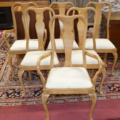Lot 1296 - A set of ten beech splatback dining chairs, in...