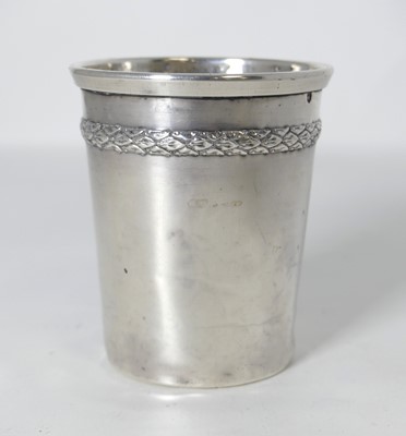 Lot 259 - A white metal beaker, of tapered cylindrical...