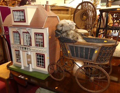 Lot 1301 - A painted three storey dolls house, with...