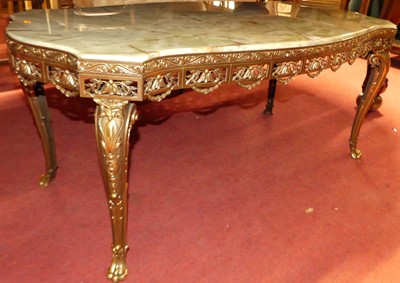 Lot 1303 - A French style onyx shaped top low occasional...