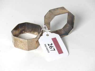Lot 267 - A pair of George VI silver napkin rings, of...